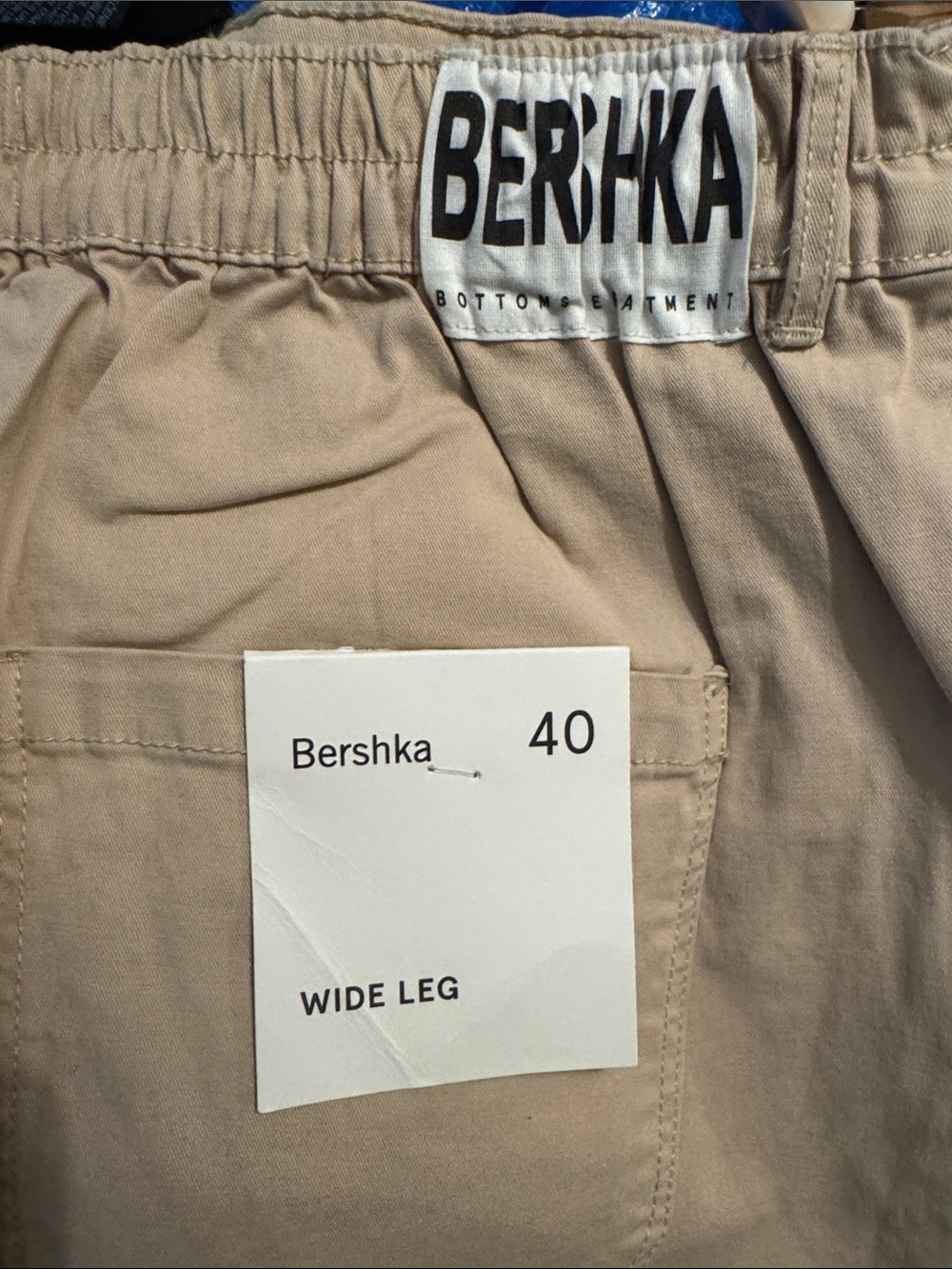 Bershka Wide Leg Chino Pants in Light Beige
